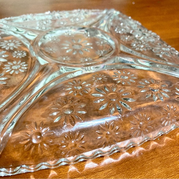 Glass Dish Plate Jewelry Trinket Candy Holder Display Daisies Square 6.5" Square - Picture 9 of 11